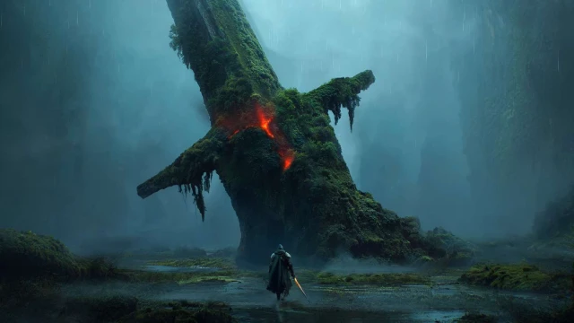 Giant's Broken Sword - Dark Fantasy Landscape 4K Live Wallpaper
