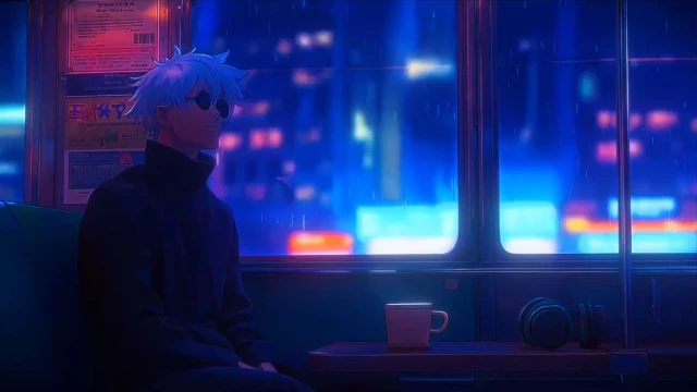 Gojo Satoru Neon Train Night Live Wallpaper