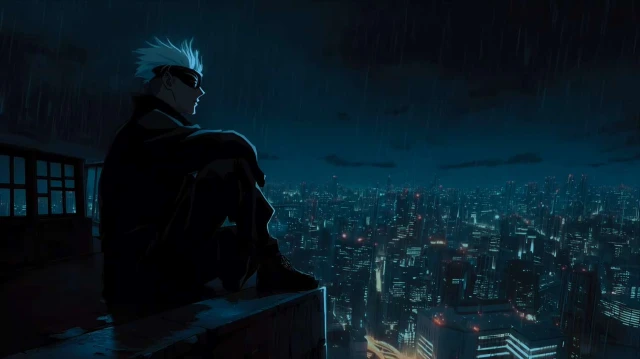 Jujutsu Kaisen - Gojo Satoru Rainy City Night Live Wallpaper