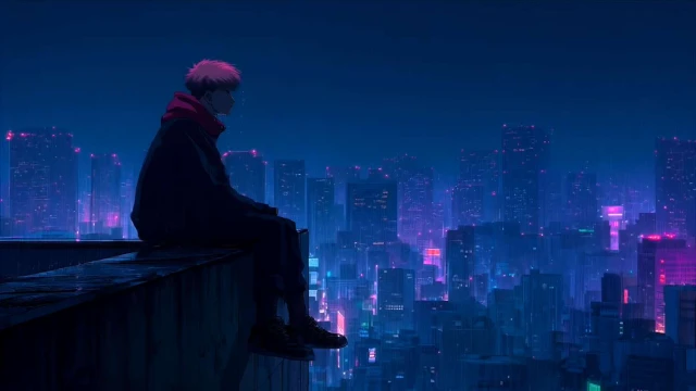 Jujutsu Kaisen - Yuji Itadori Rainy Night City Live Wallpaper
