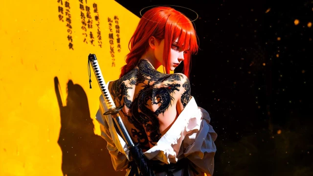 Makima Yakuza with Katana Live Wallpaper