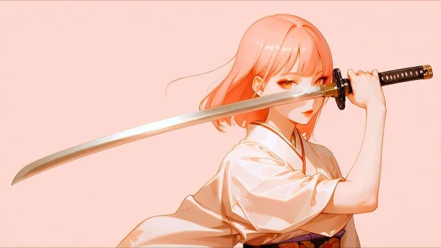 Pink Hair Girl with Katana - Soft Aesthetic Live Wallpaper
