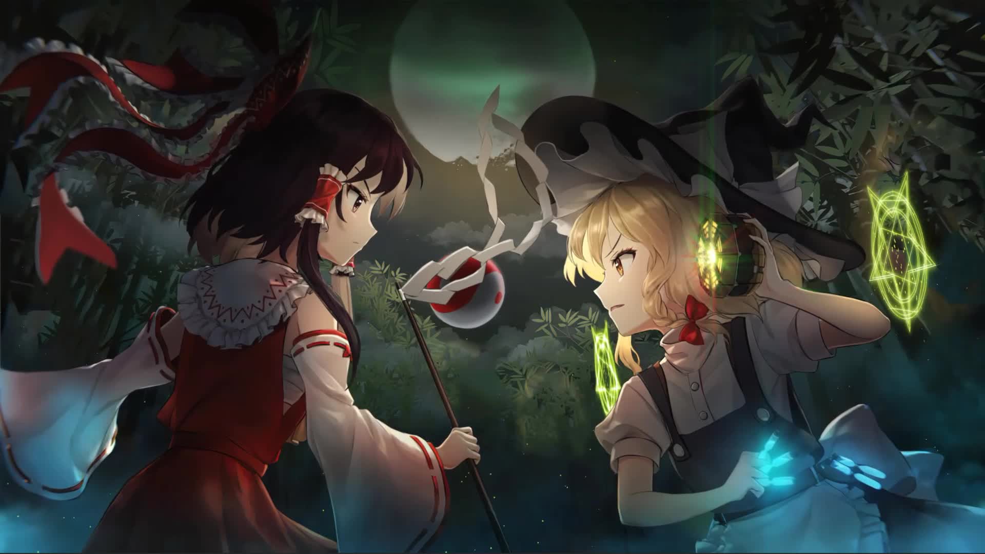 Tohou Eternal Night - Reimu vs Marisa Anime Live Wallpaper