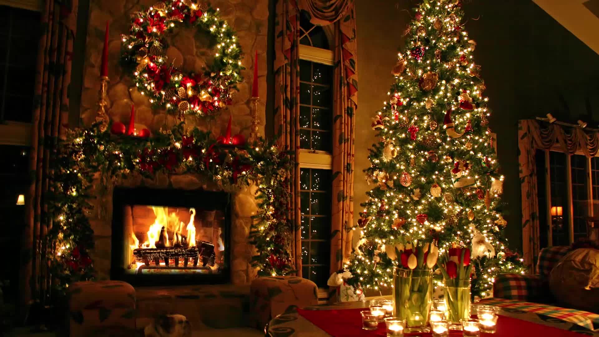 Christmas Tree and Fireplace