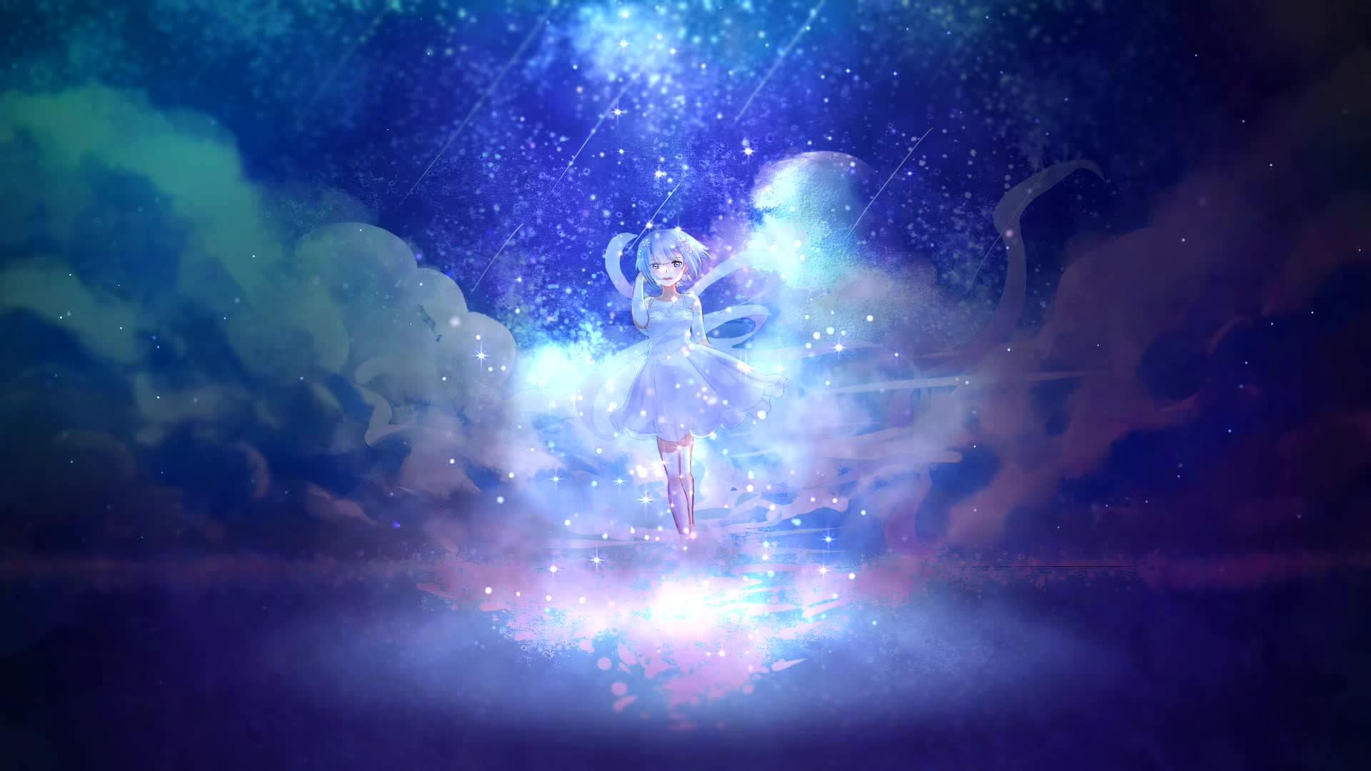 Anime Girl in Clouds Live Wallpaper
