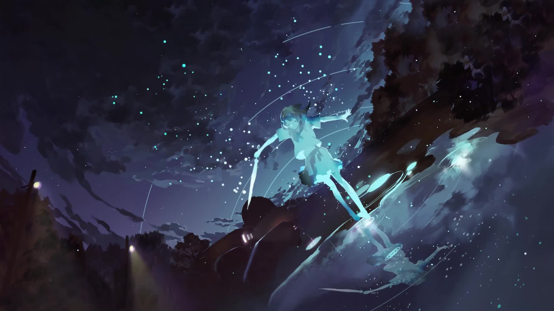 Anime Girl On Water Live Wallpaper