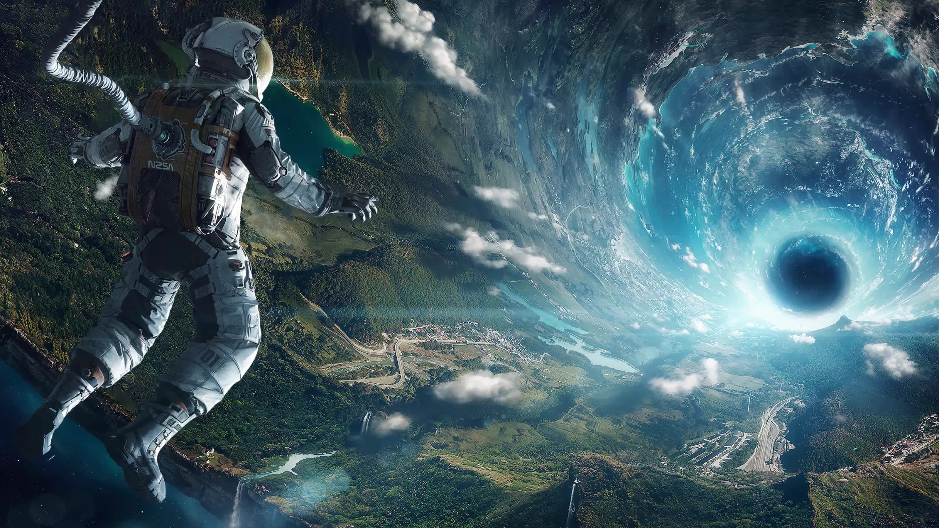 Astronaut In Vortex Live Wallpaper