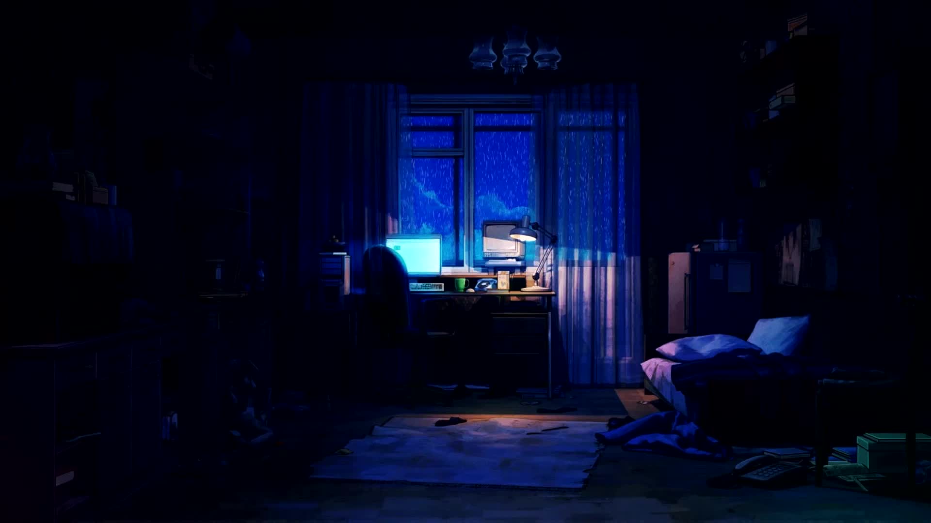 Pixel Computer Rain Live Wallpaper