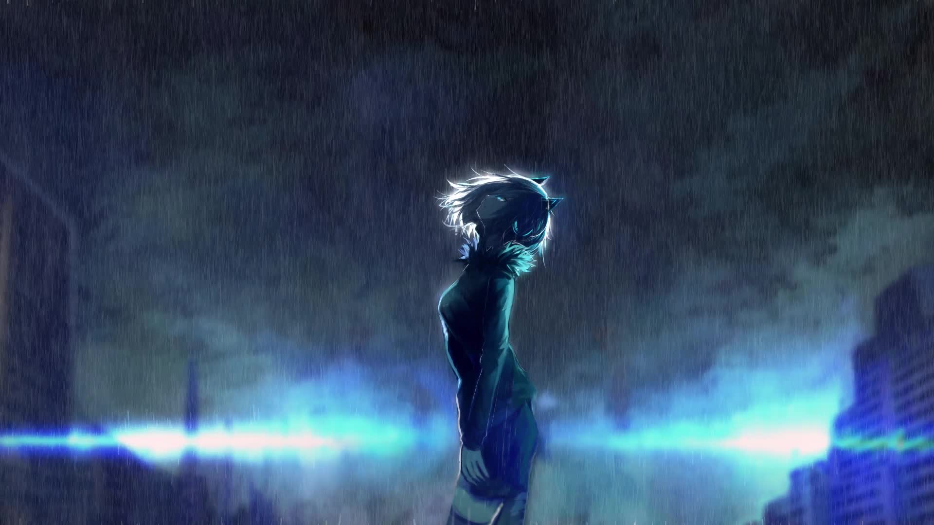 Rain Girl Cat Girl Anime Live Wallpaper