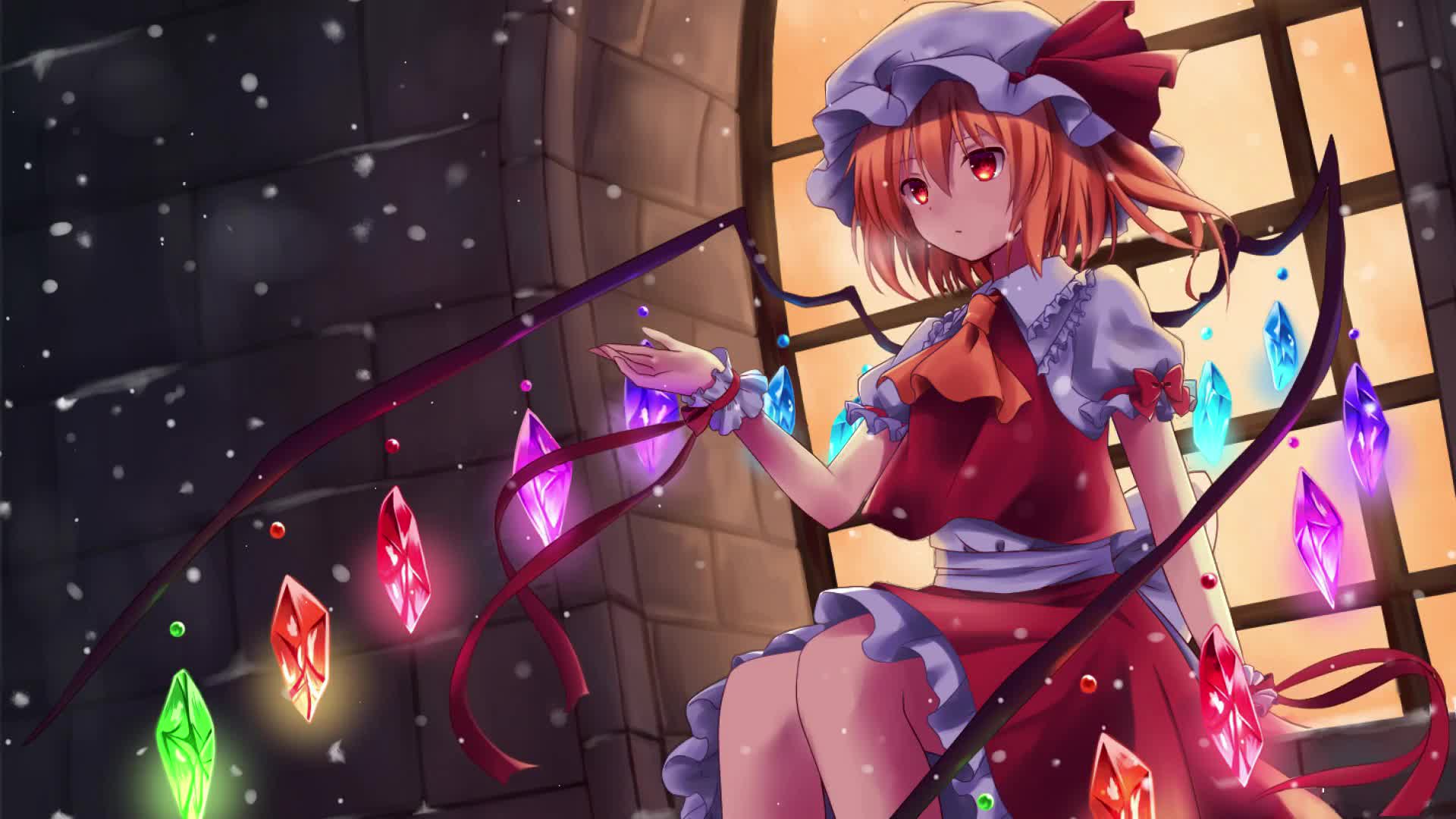 Project Touhou Flandre Scarlet Snow Scene Live Wallpaper