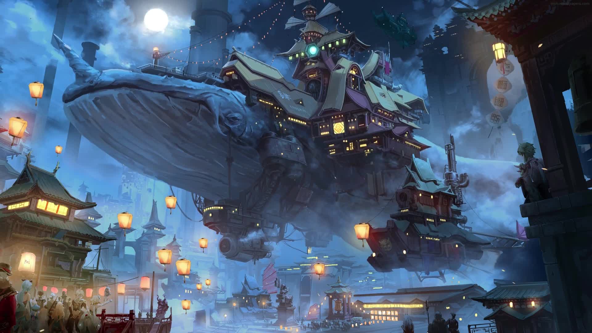Liyue Whale Airship Live Wallpaper