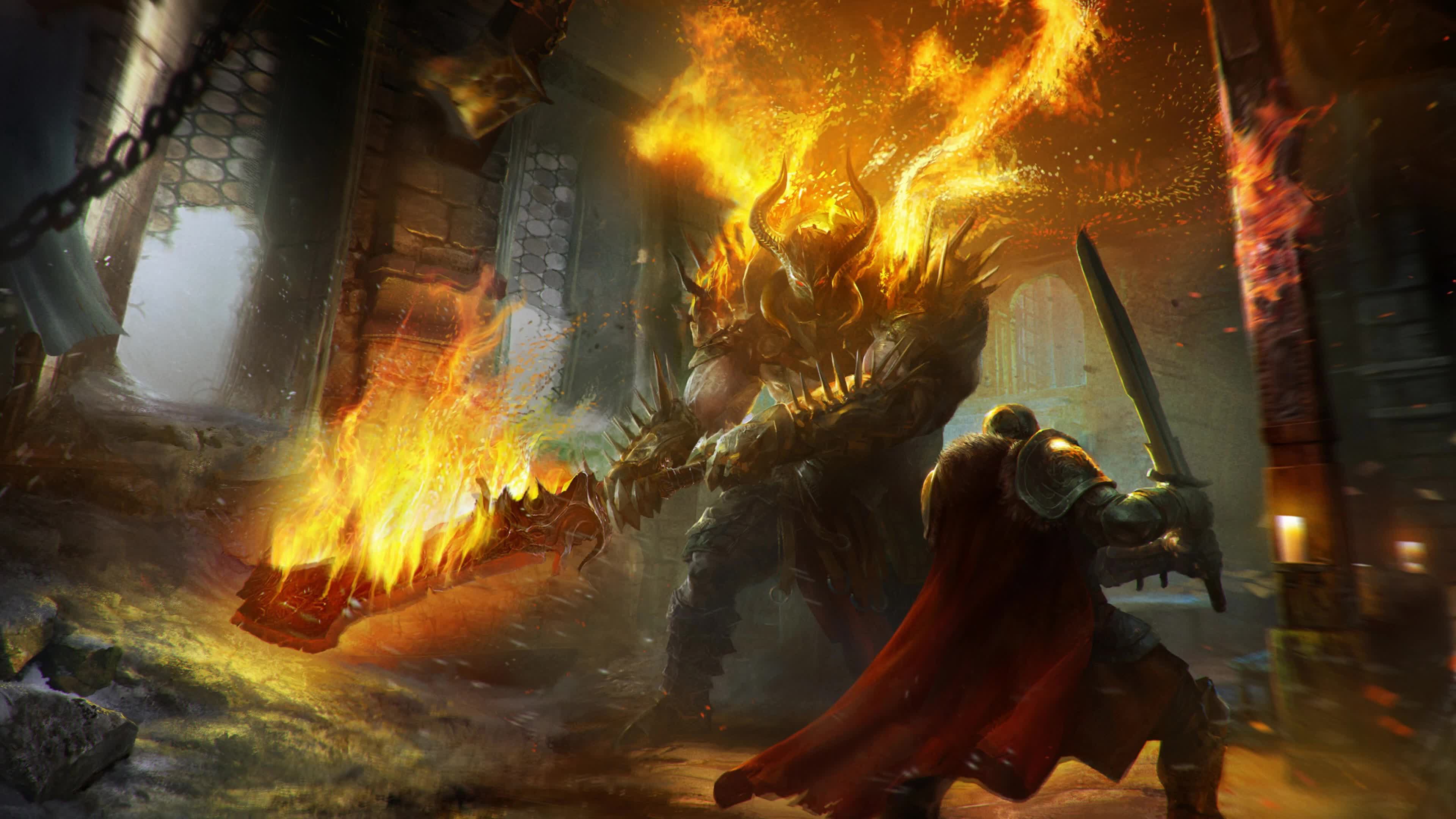 Lords  Of  The  Fallen  Battle  Flames  4K  Live  Wallpaper