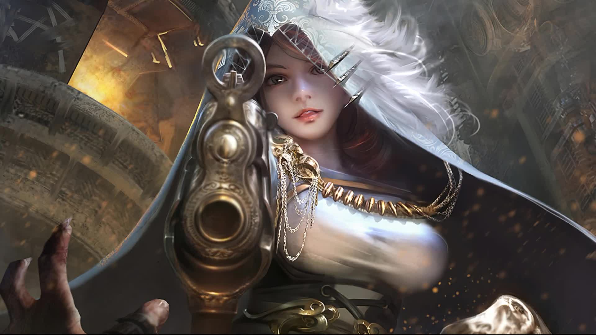 Fantasy  Girl  With  Gun  Live  Wallpaper