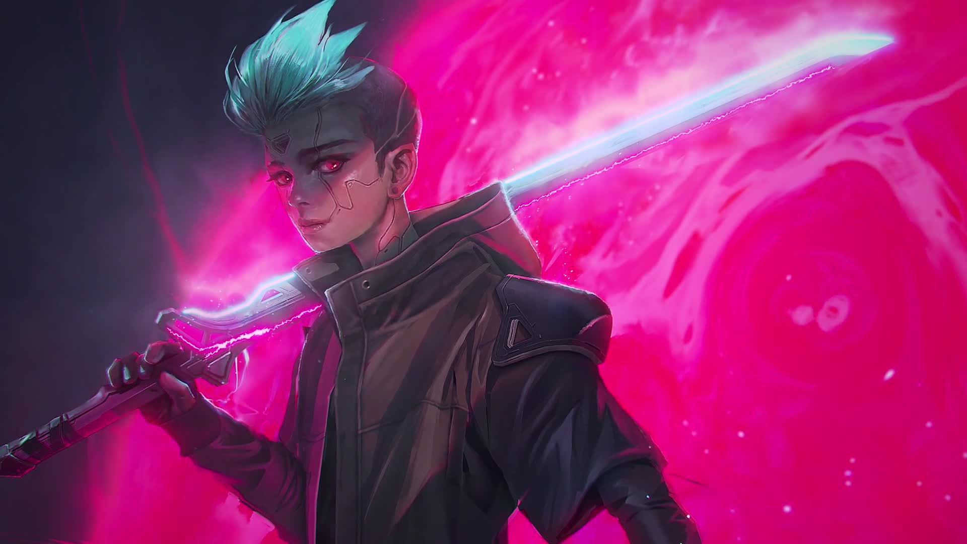 Cyberpunk Girl With Sword Live Wallpaper