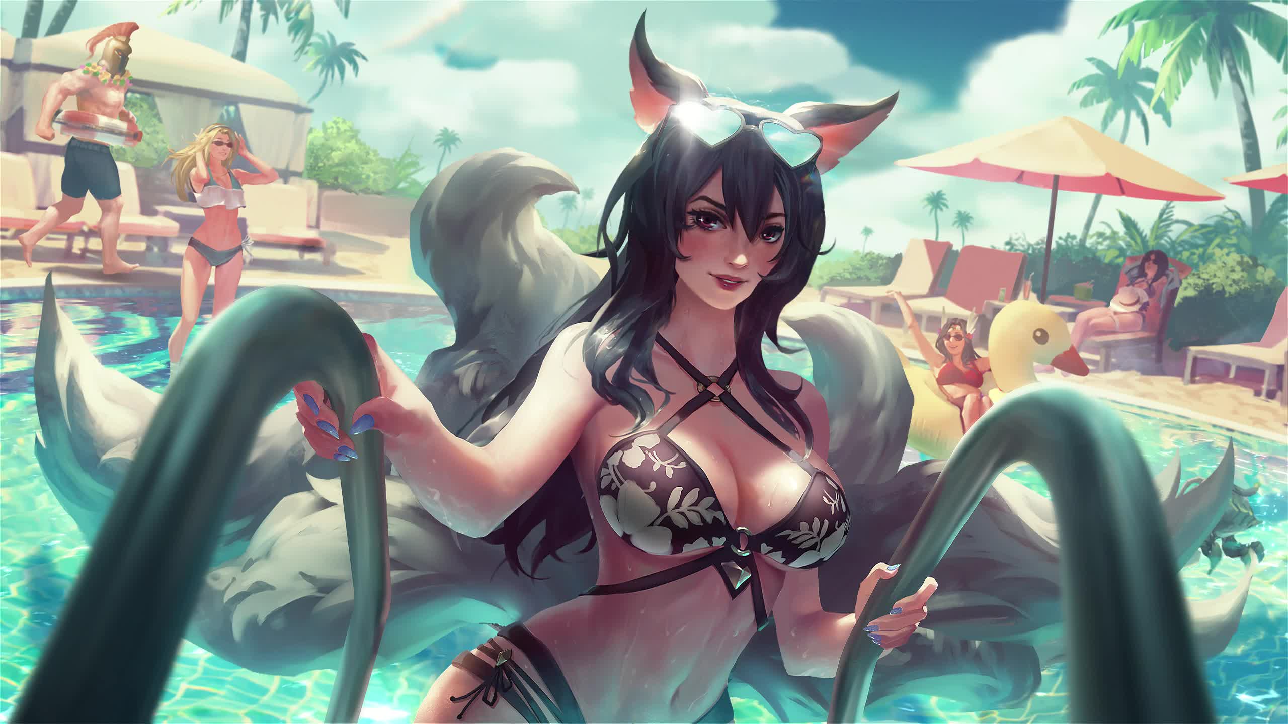 LOL Pool Party Ahri Live Wallpaper