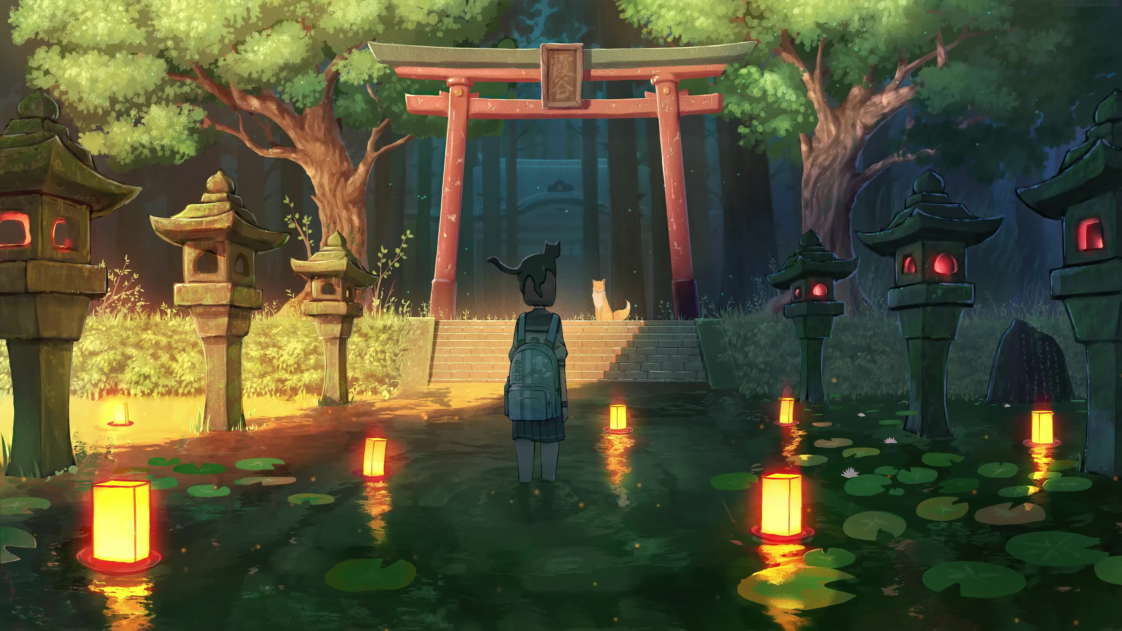 Anime Schoolgirl Adventure 4K Live Wallpaper
