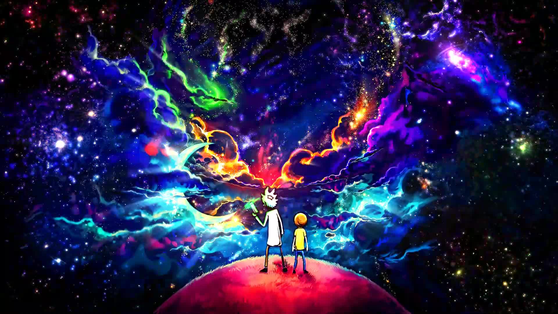 Rick and Morty Stars Space Animated Wallpaper