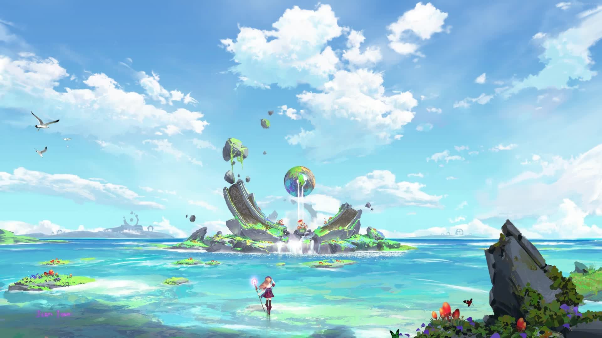Fantasy Island and Witch Girl Live Wallpaper