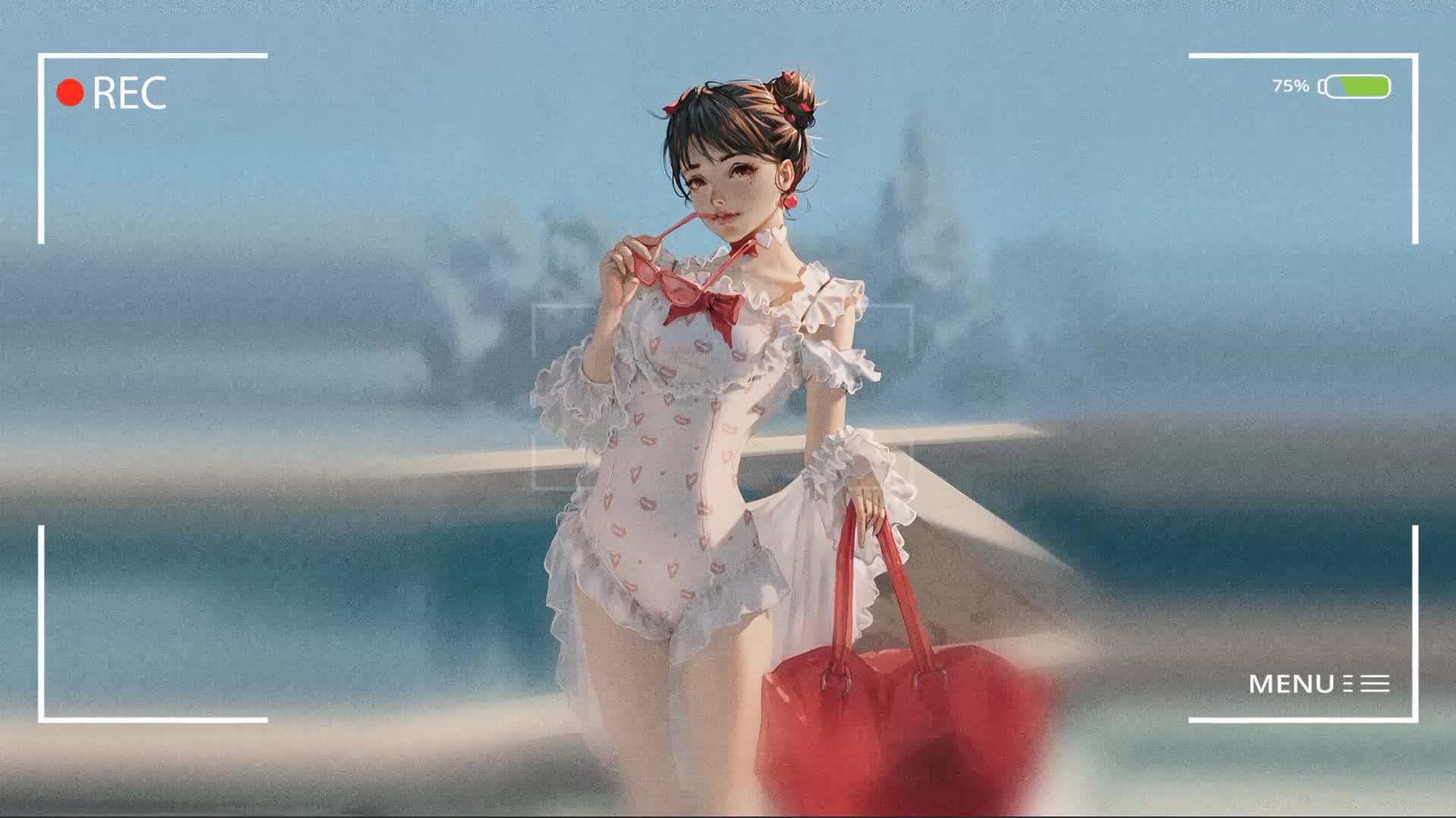 Girl In White And Red Live Wallpaper