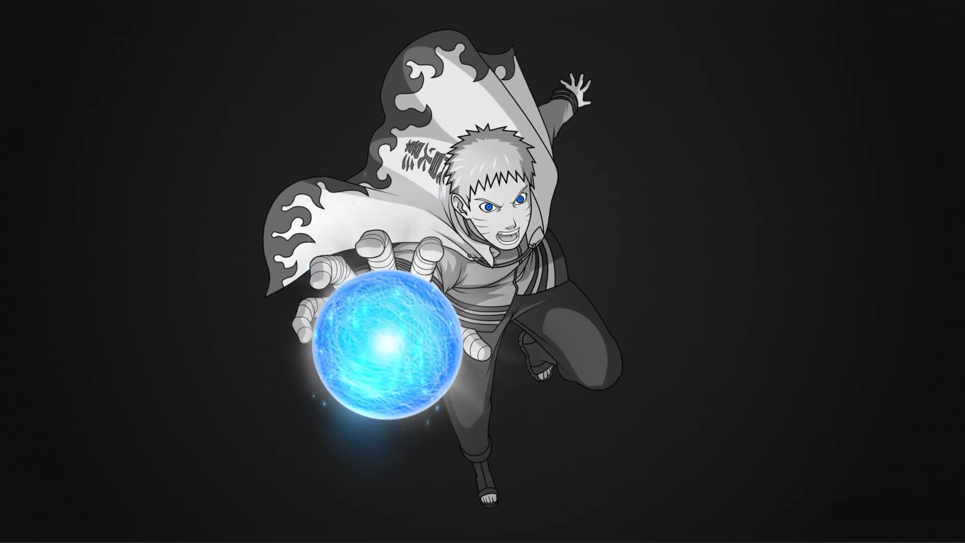 Anime Hokage Naruto Uzumaki Rasengan Black And White Live Wallpaper