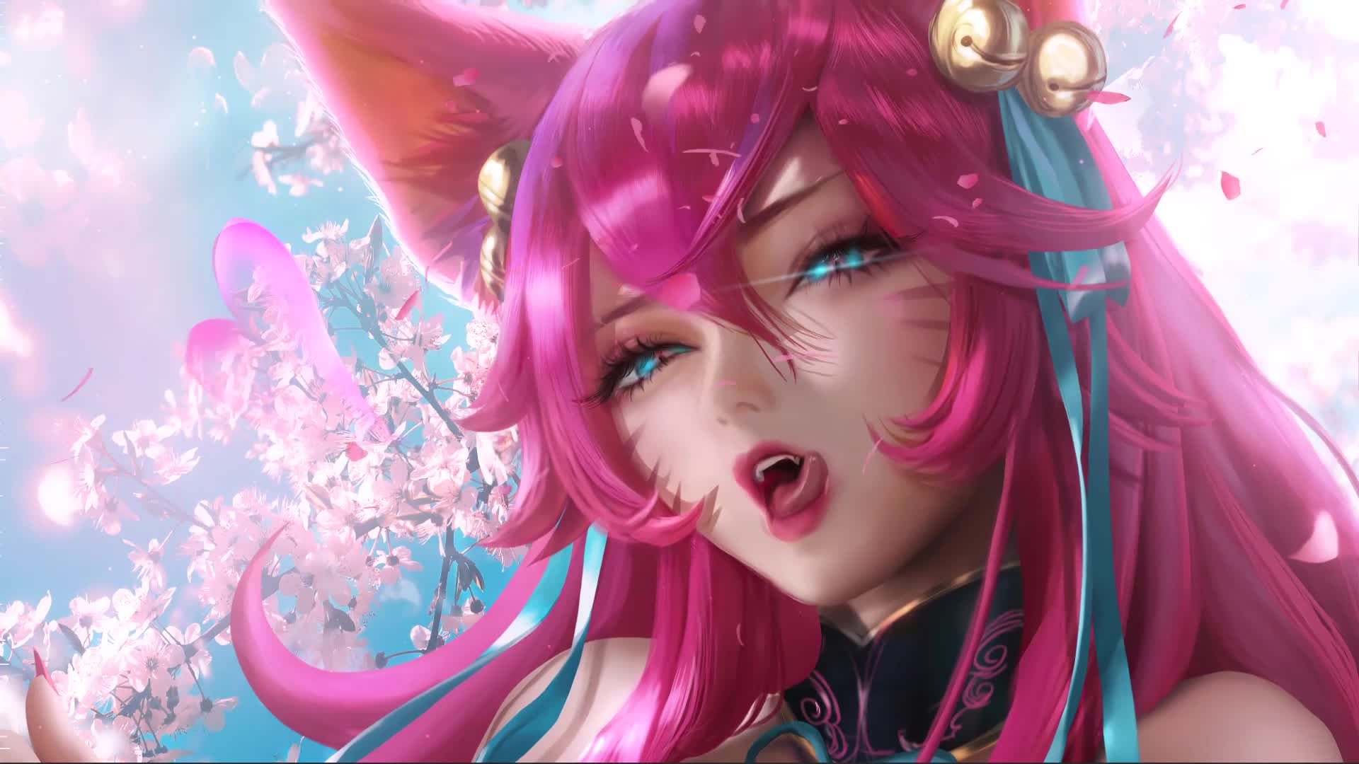 Spirit Blossom Ahri Tongue Cute Girl Live Wallpaper