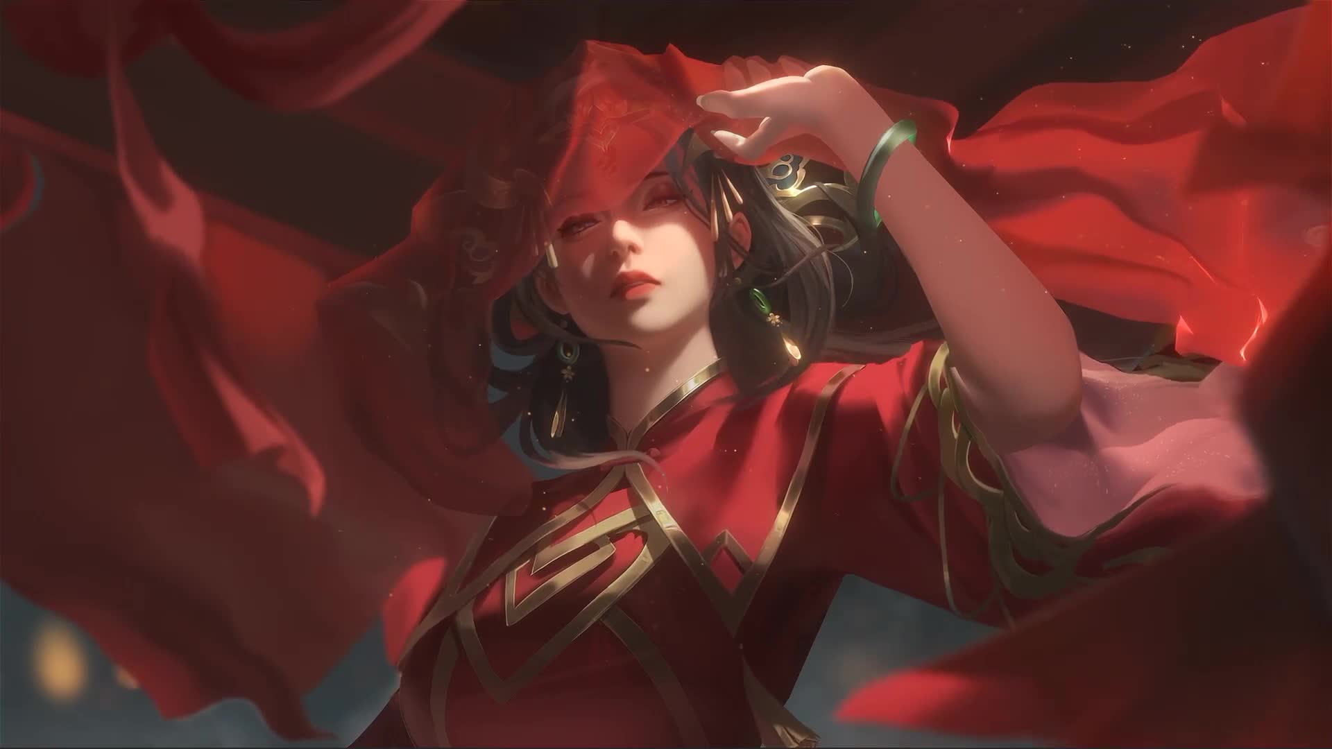 Women With Red Dress Live Wallpaper