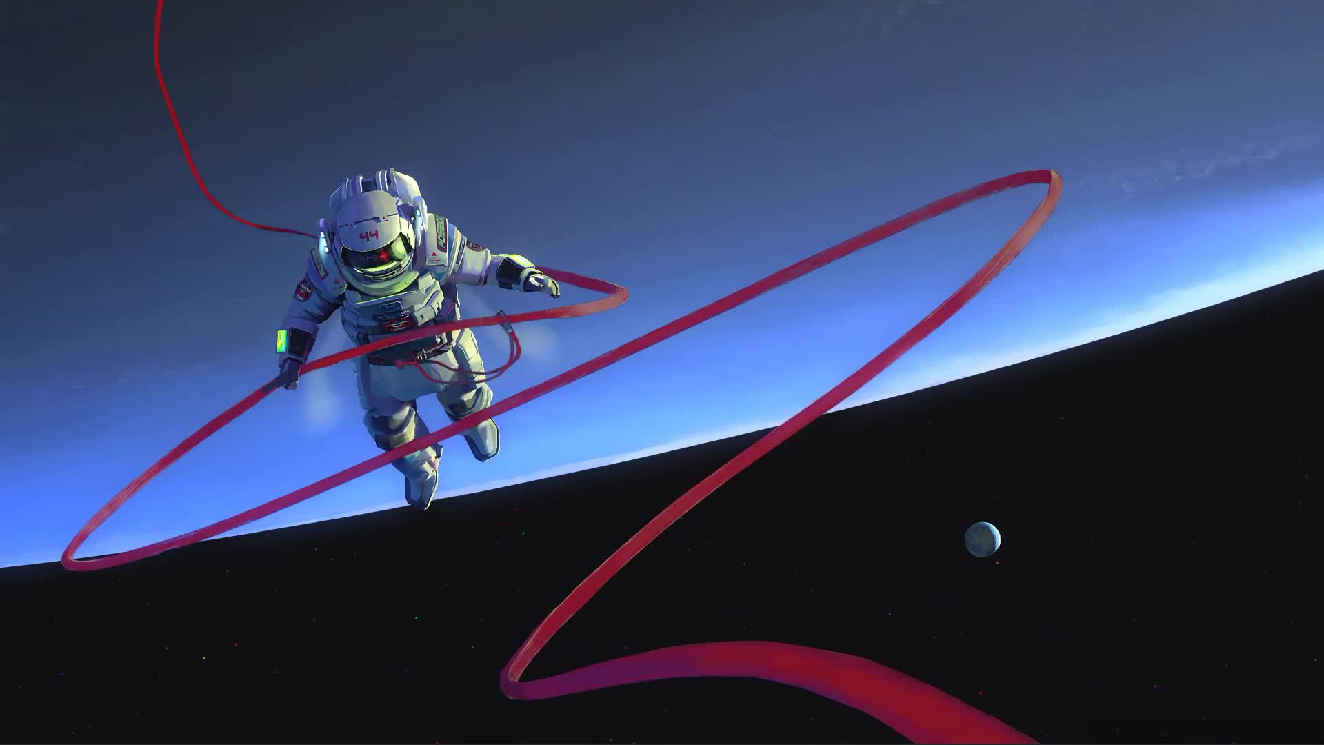 Astronaut In Black Space Wih Planet Live Wallpaper