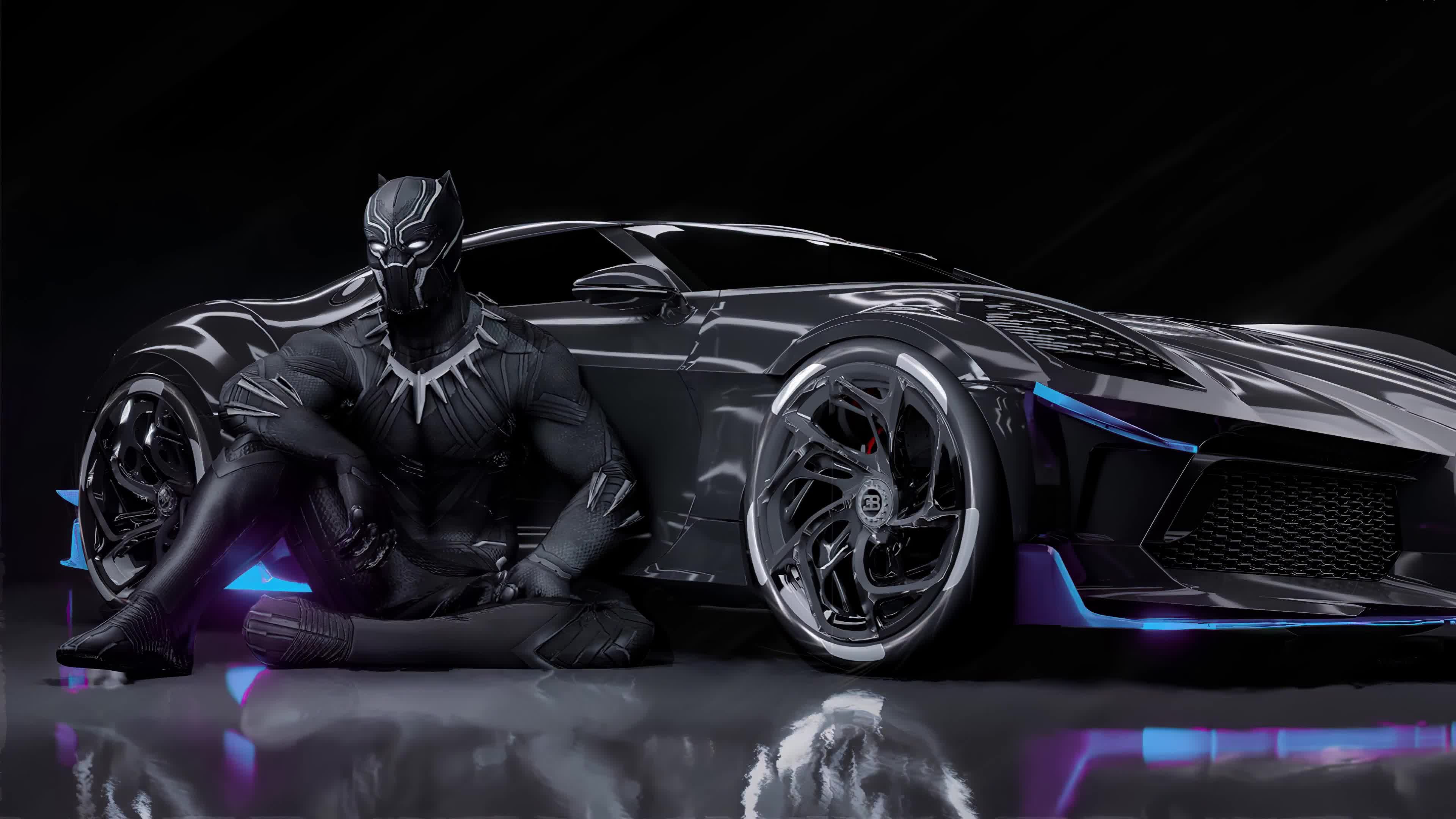 Black Panther Bugatti 4k Live Wallpaper