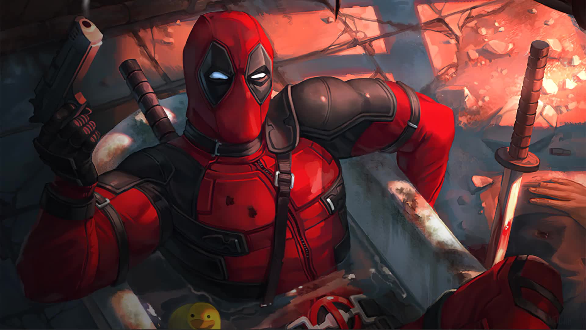 Deadpool Bathing Marvel Live Wallpaper