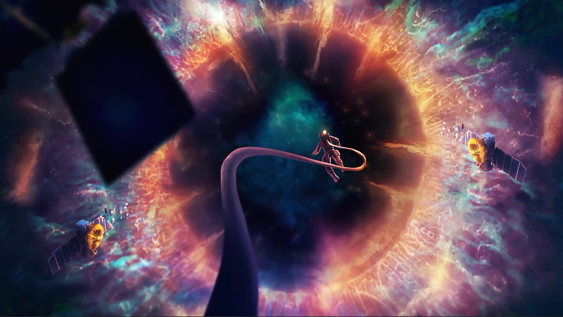 Inner Dimension Astronaut Satelites Black Hole Live Wallpaper