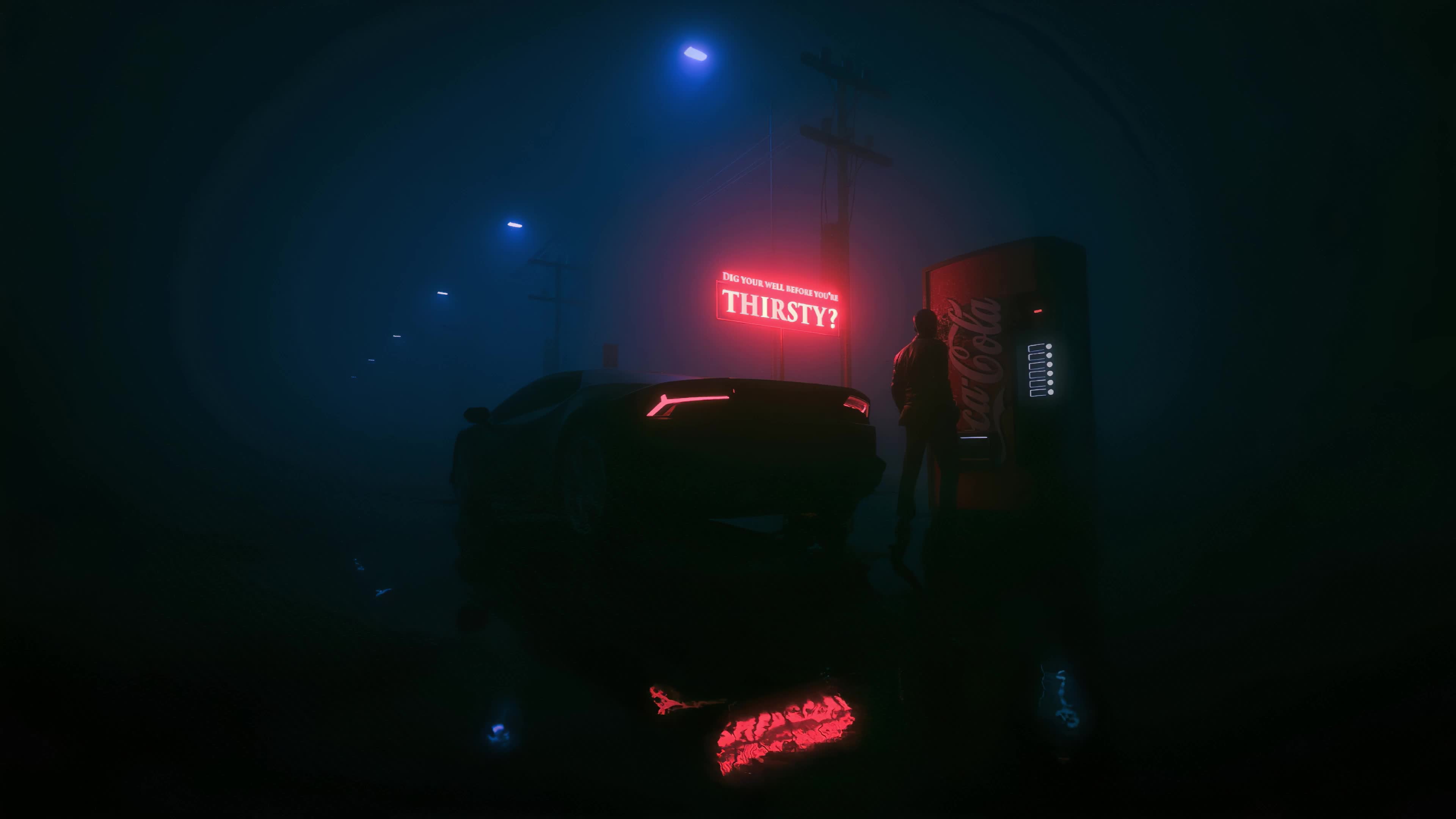 Neon Road Car Coca Cola 4k Live Wallpaper