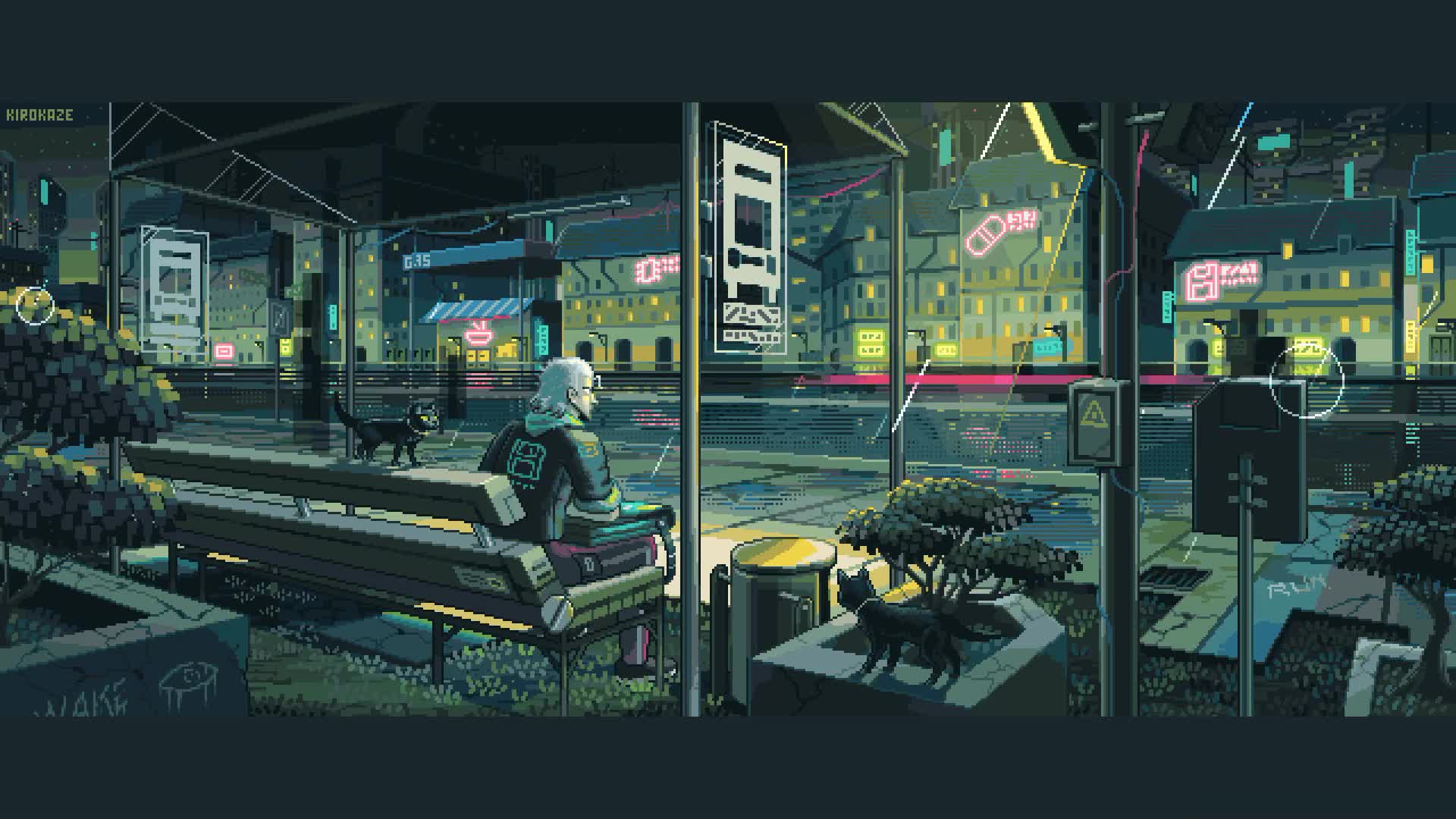 Pixel Lonely Rain - Kirokaze Live Wallpaper