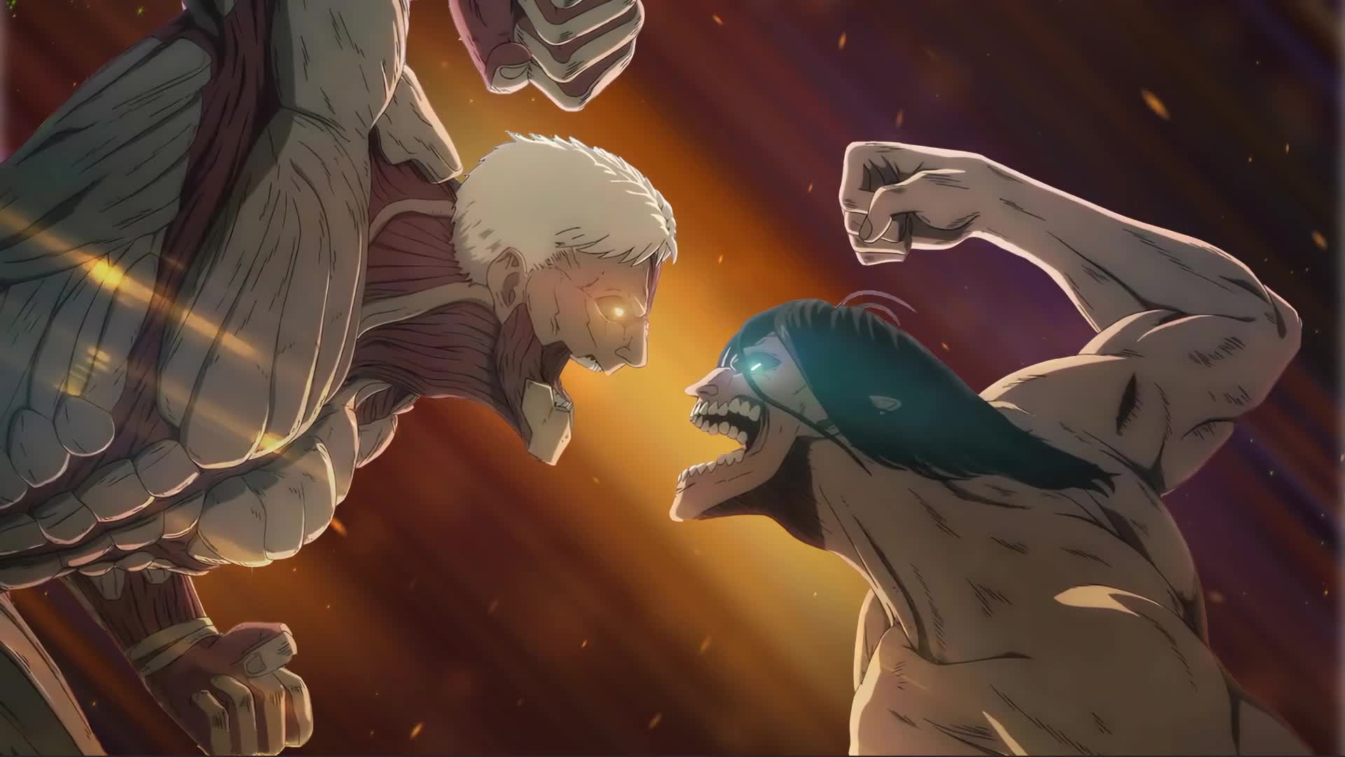 Attack On Titan Anime - Eren Jaeger Vs Armored Titan Animated Desktop Wallpaper