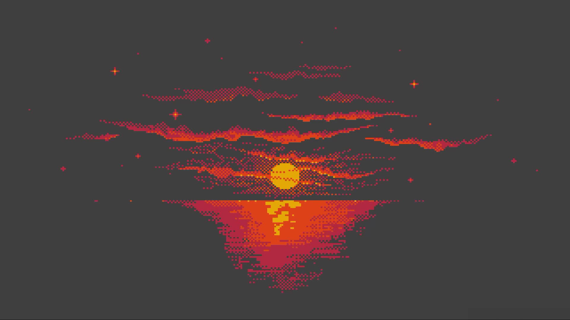 Unconsciousness Red Pixel Ocean And Sun Free Live Wallpaper