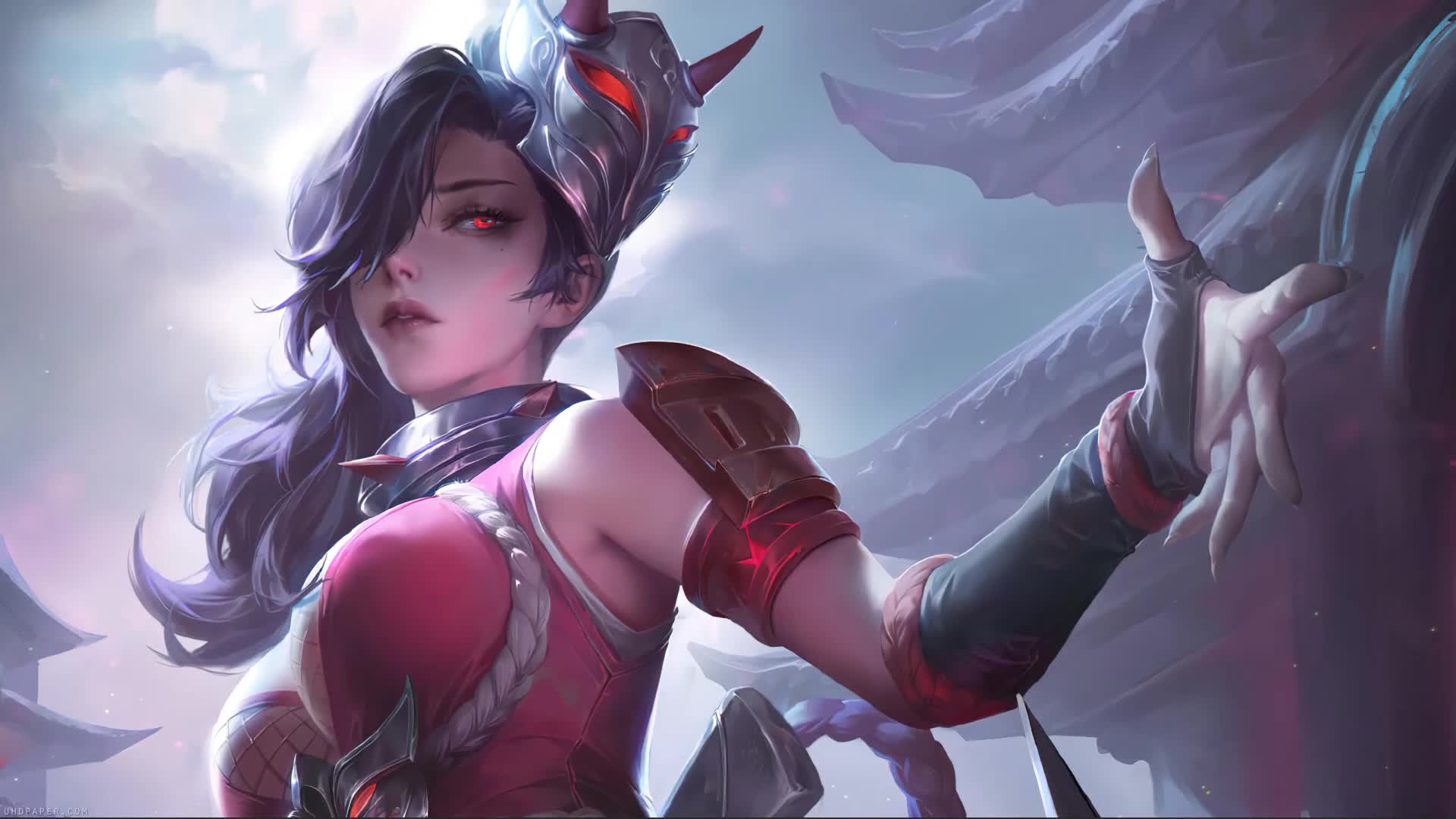 Girl Warrior Mask Fantasy Animated Video Desktop Wallpaper