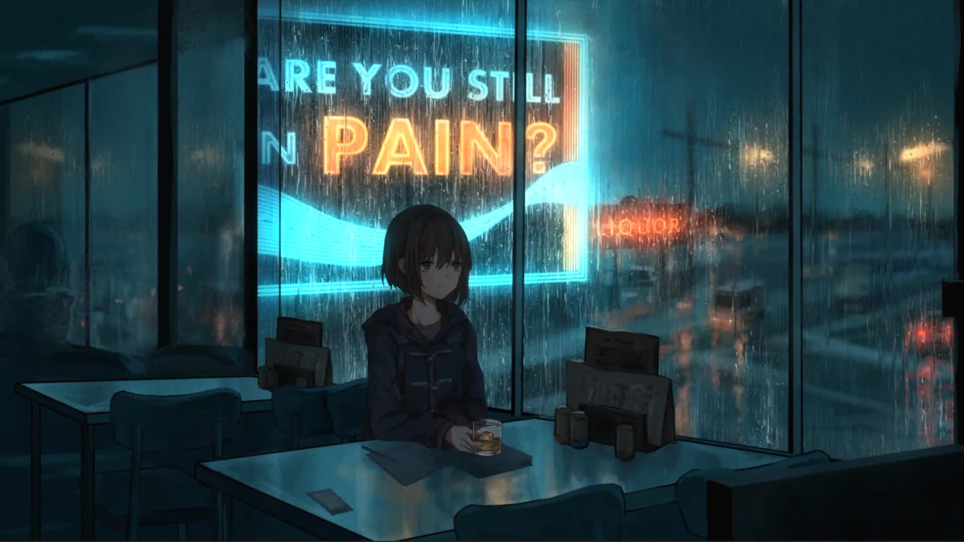 Windows and macOS Drowning In Sorrow Anime Desktop Live Background
