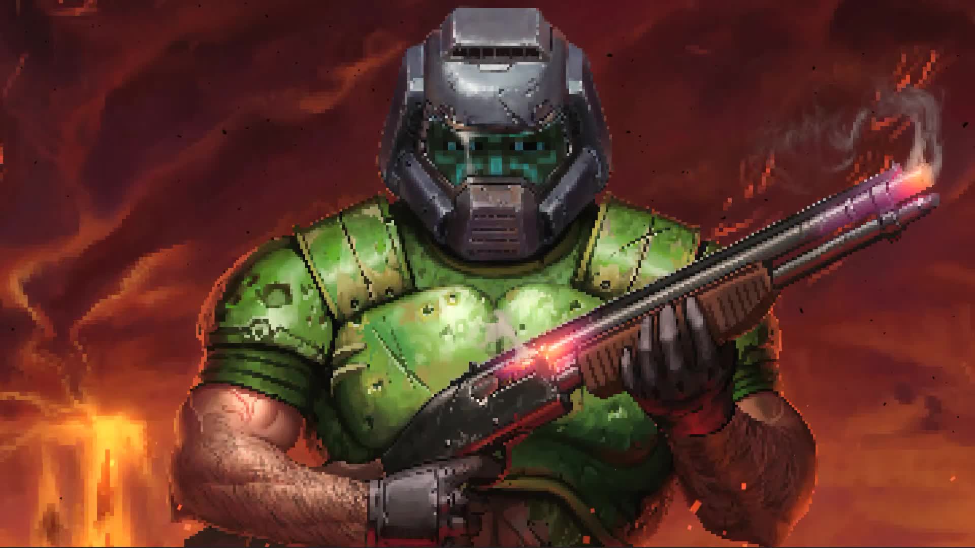 Cool Doom Marine - Doom Original Game Pixel Desktop Live Wallpaper