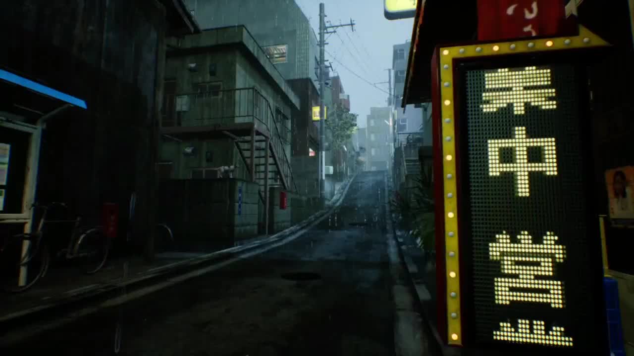 Windows and macOS Raining Alley Ghostwire Tokyo HD Live Wallpaper