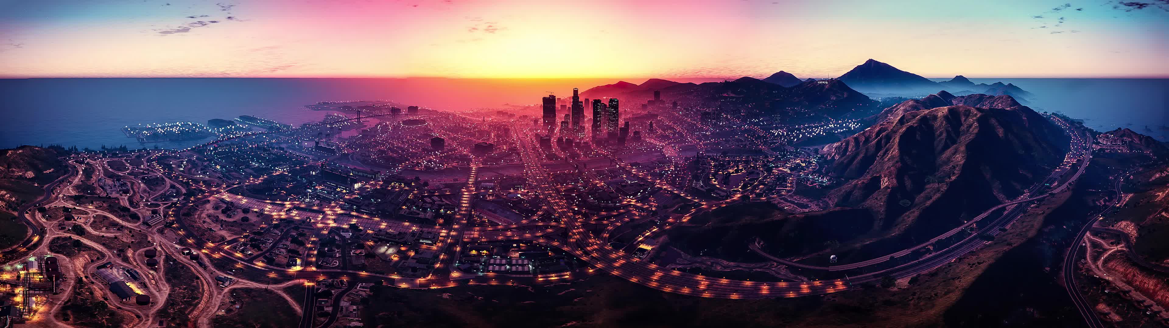 Los Santos GTA5 Game Dual Monitor Live Wallpaper