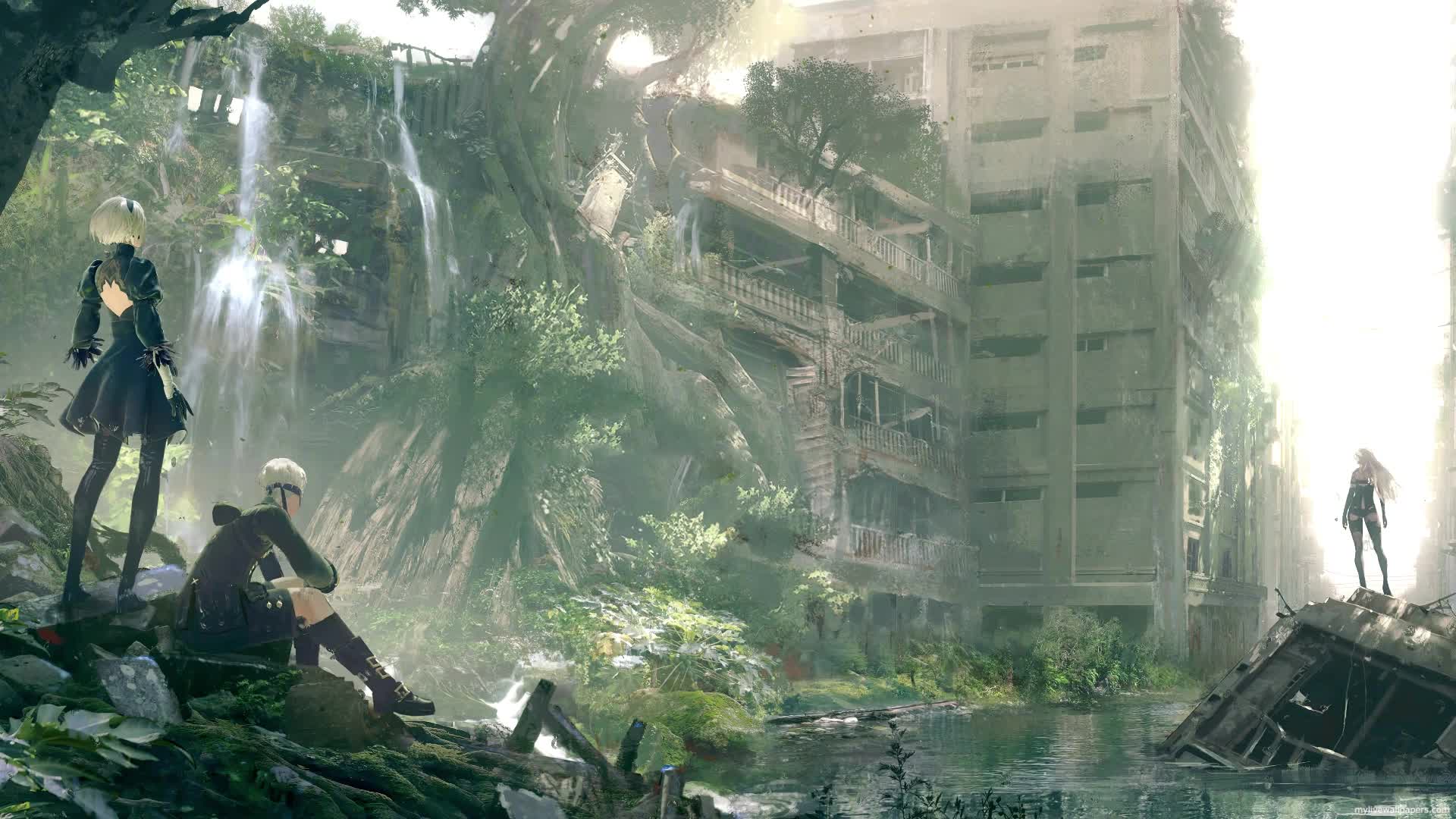 PC Animated City Ruins Nier Automata Live Wallpaper
