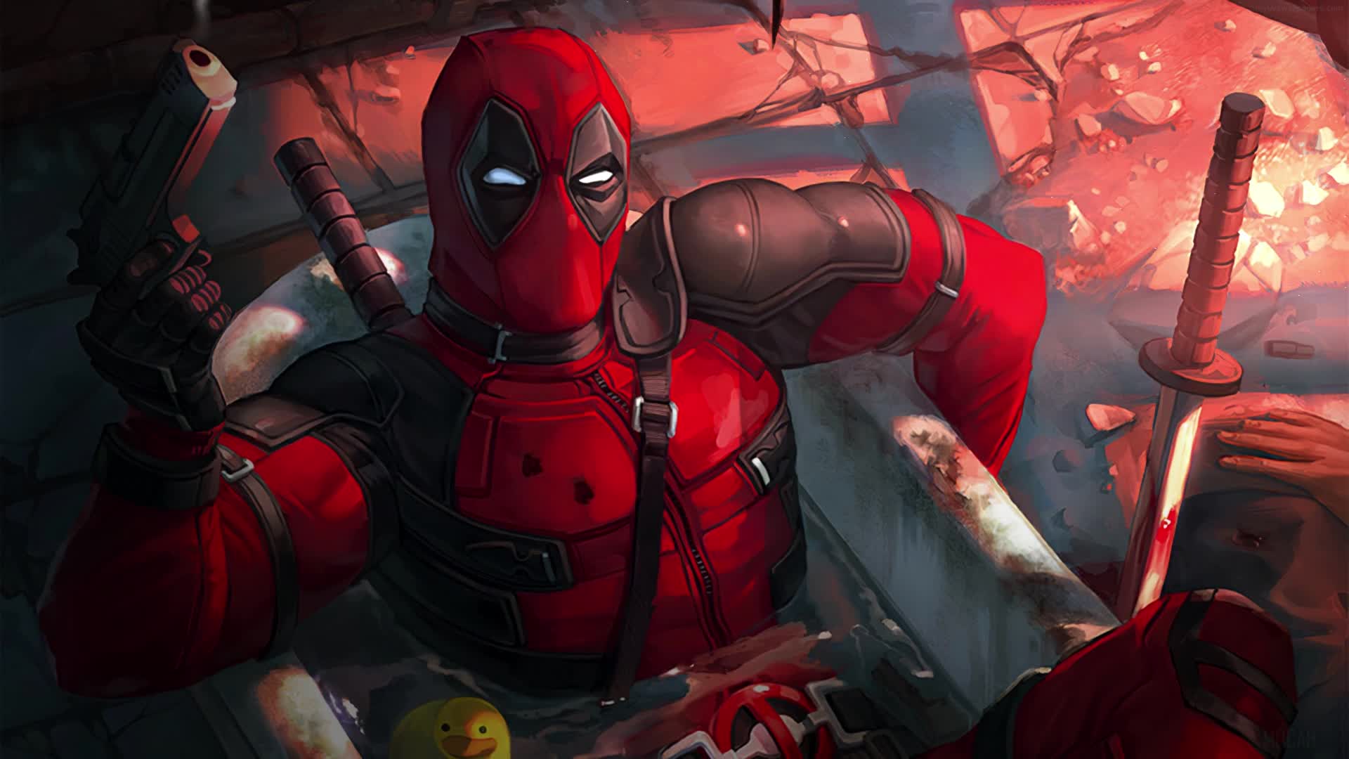 PC Animated Deadpool Bathtub Live Wallpaper