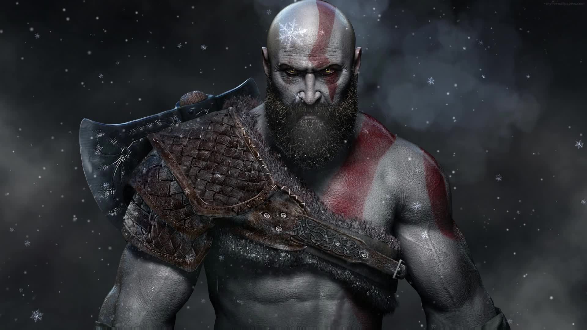 PC Animated Kratos Snow Flakes Live Wallpaper
