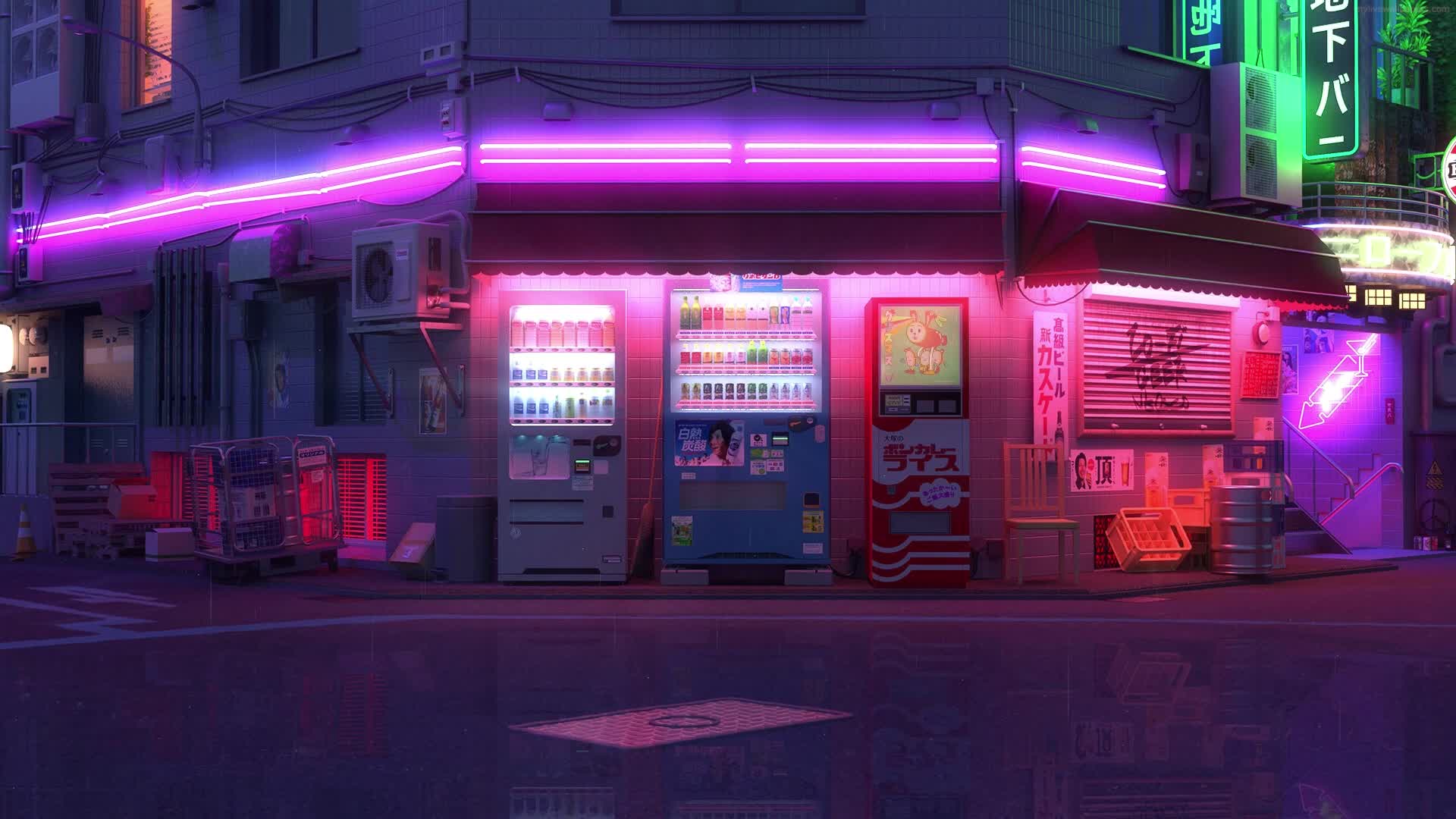 PC Animated Lofi Vending Machines Live Wallpaper