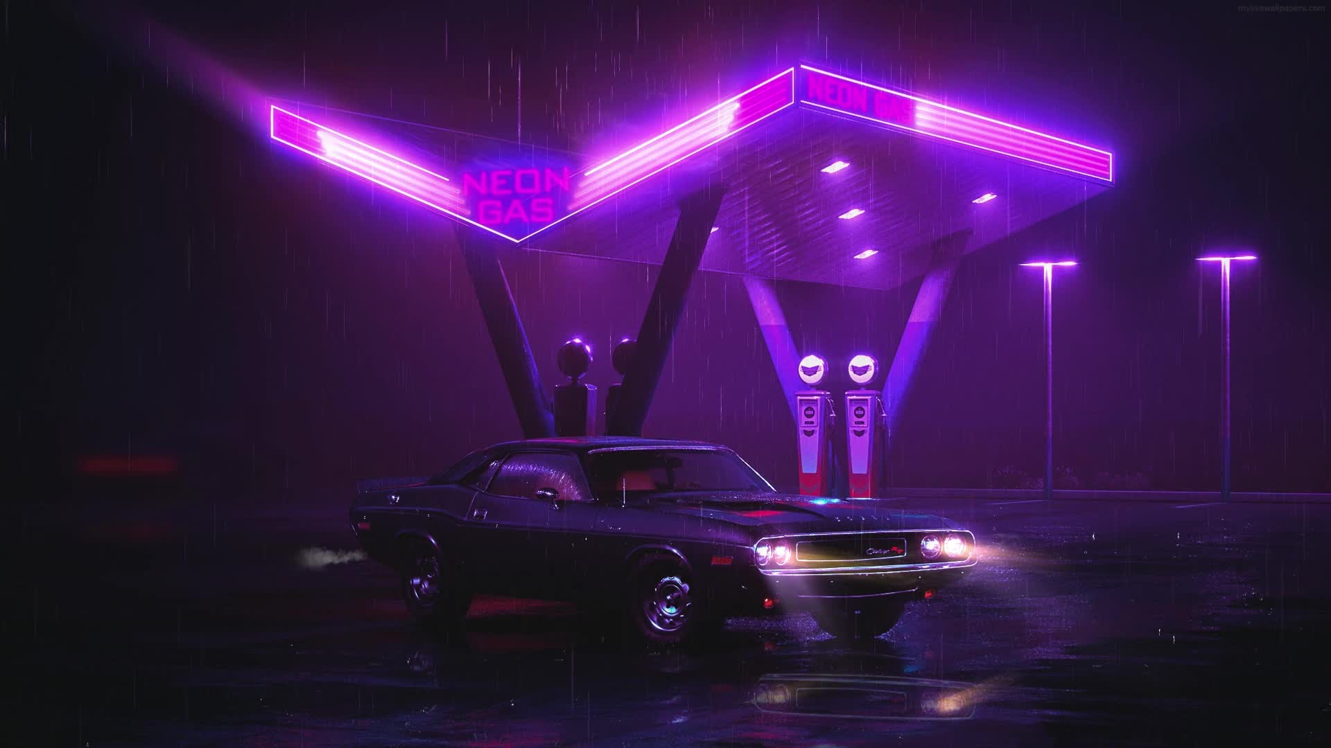 PC Animated Neon Gas Station Live Wallpaper