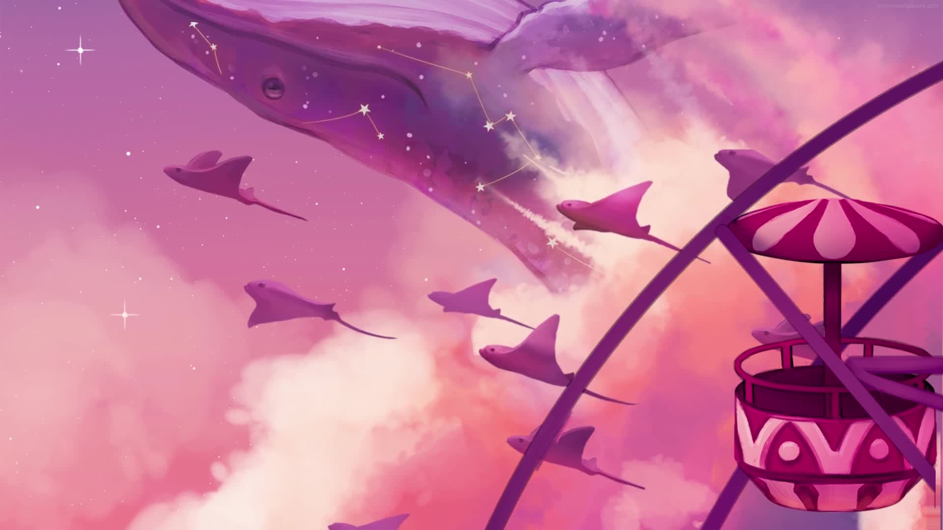 PC Animated Pink Whales and Sting Rays Live Wallpaper