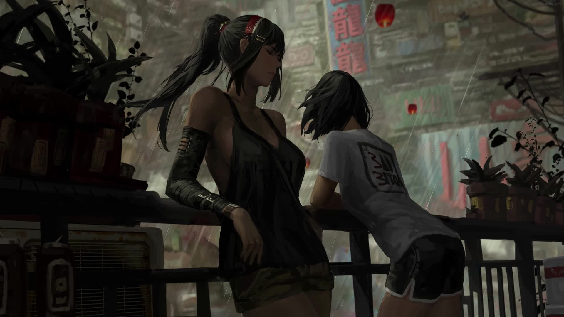 PC Animated Rain Girls Live Wallpaper