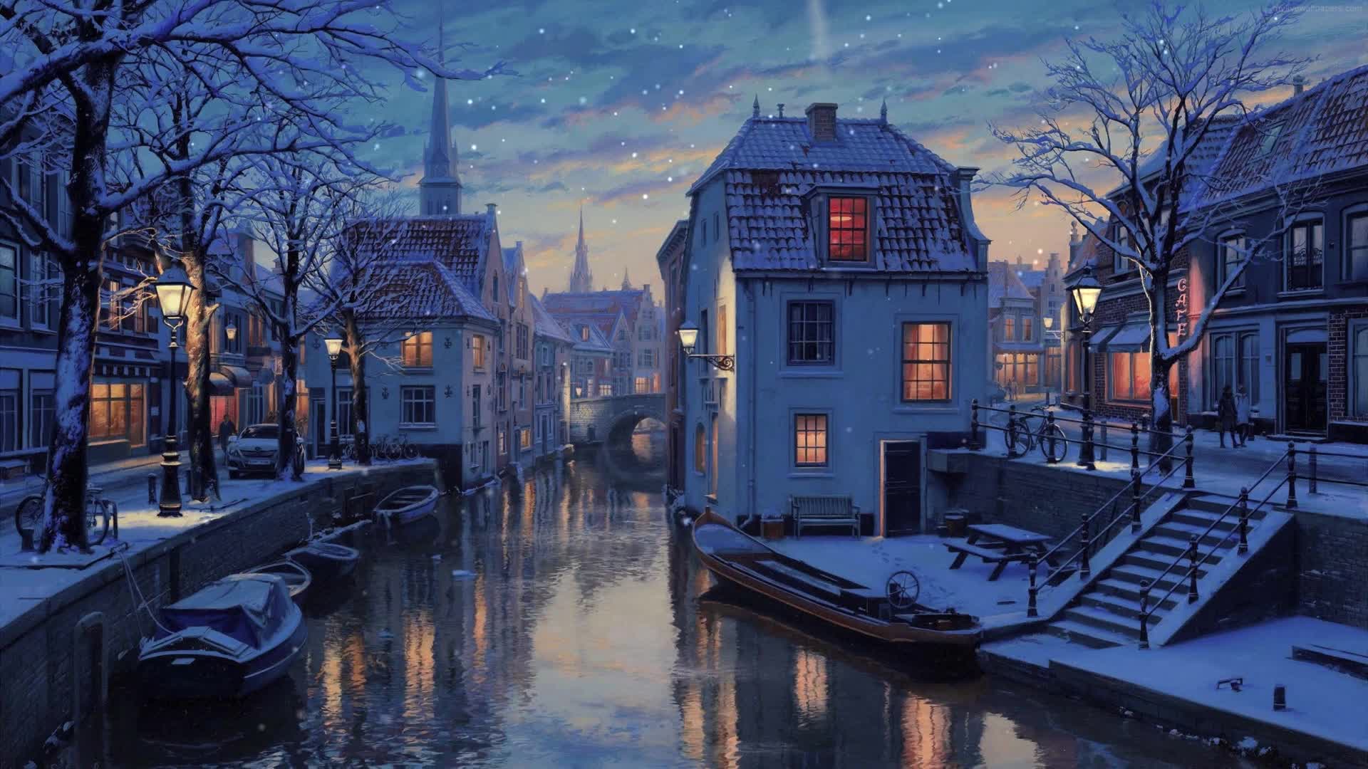 PC Animated Snowing Quiet Evening Live Wallpaper