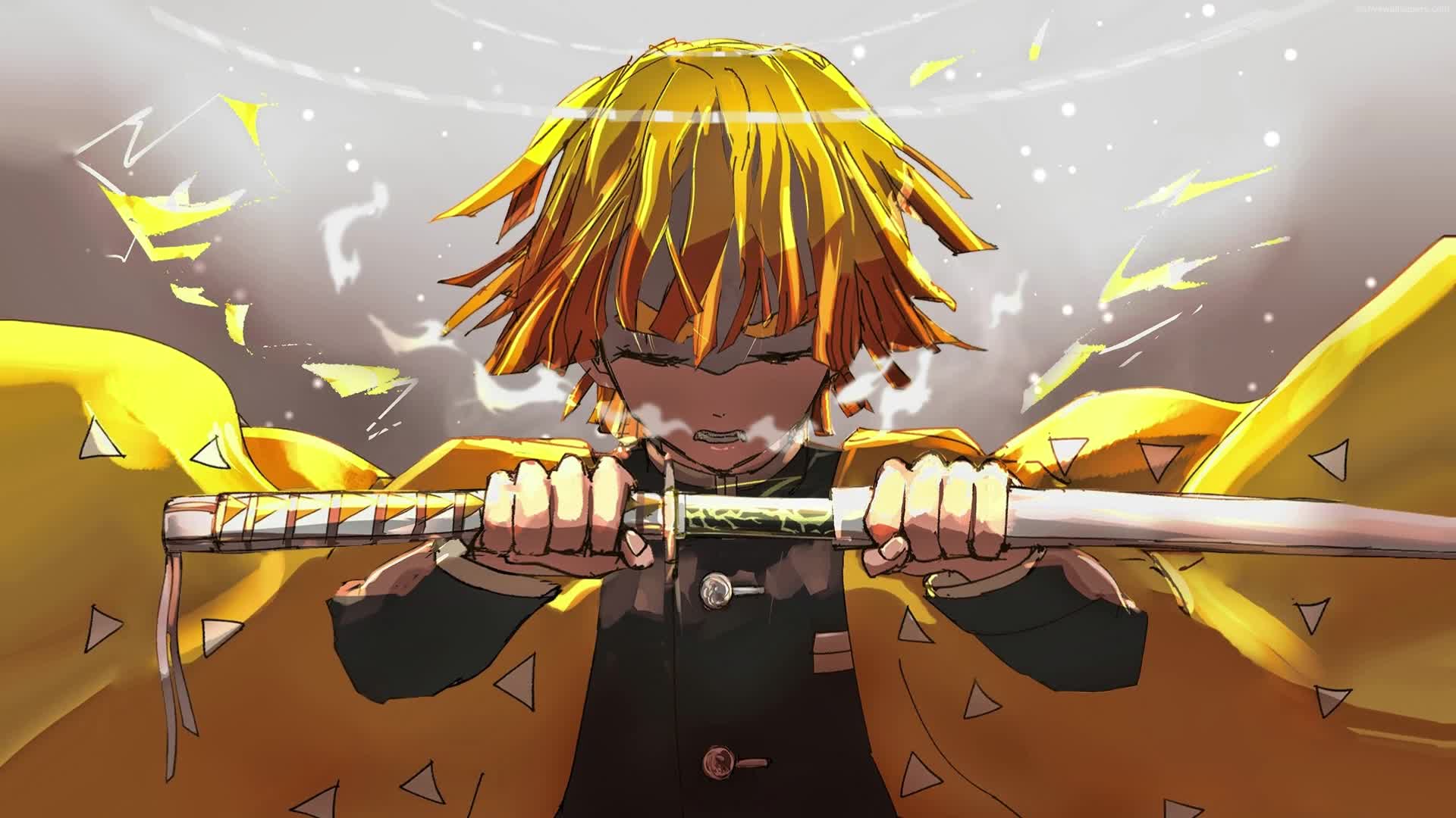 PC Animated Zenitsu Agatsuma Sword Live Wallpaper