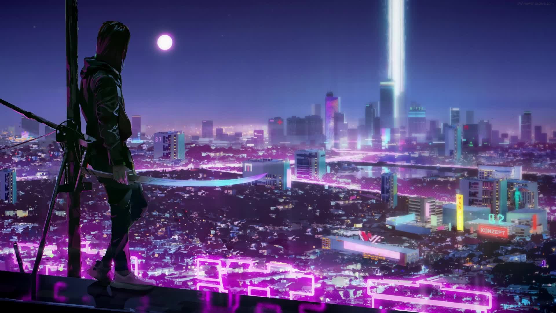 PC Neon Samurai HD Live Wallpaper