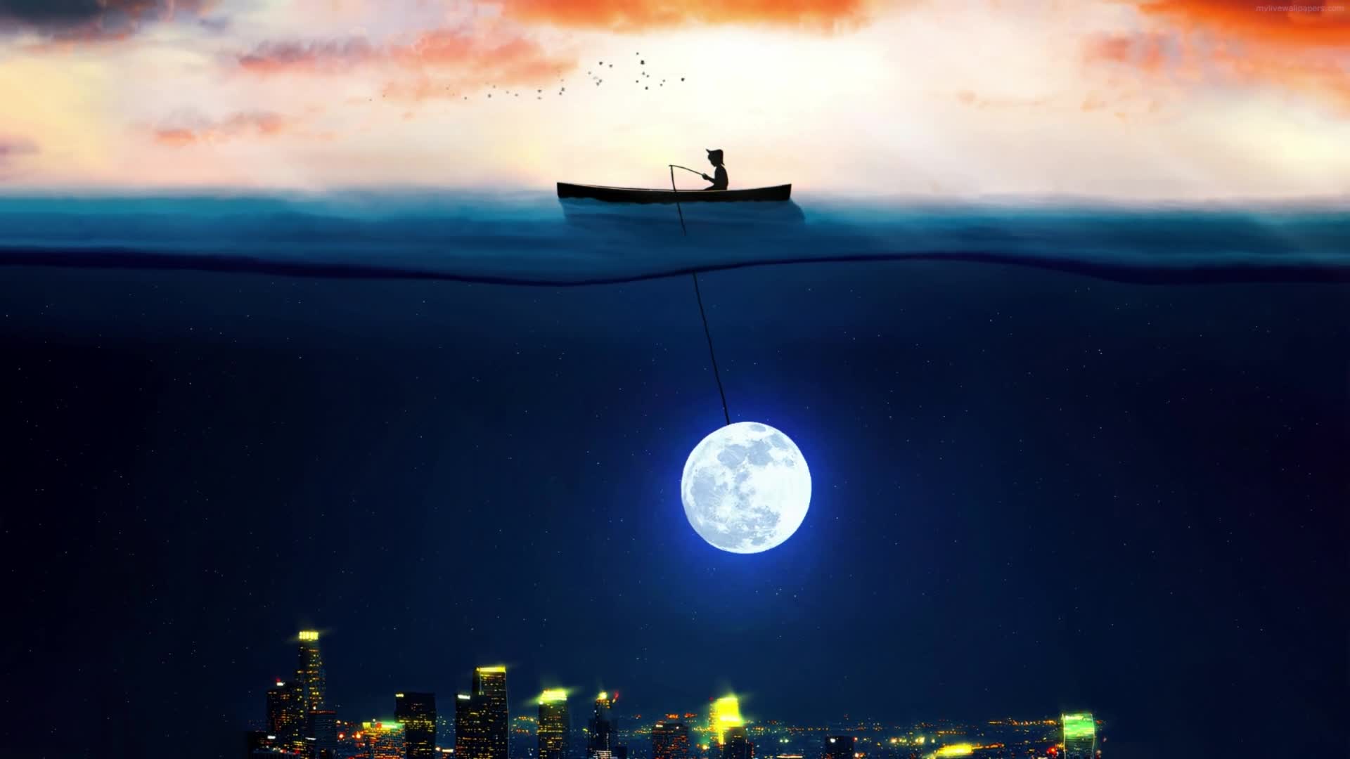 PC Moon Fishing HD Live Wallpaper